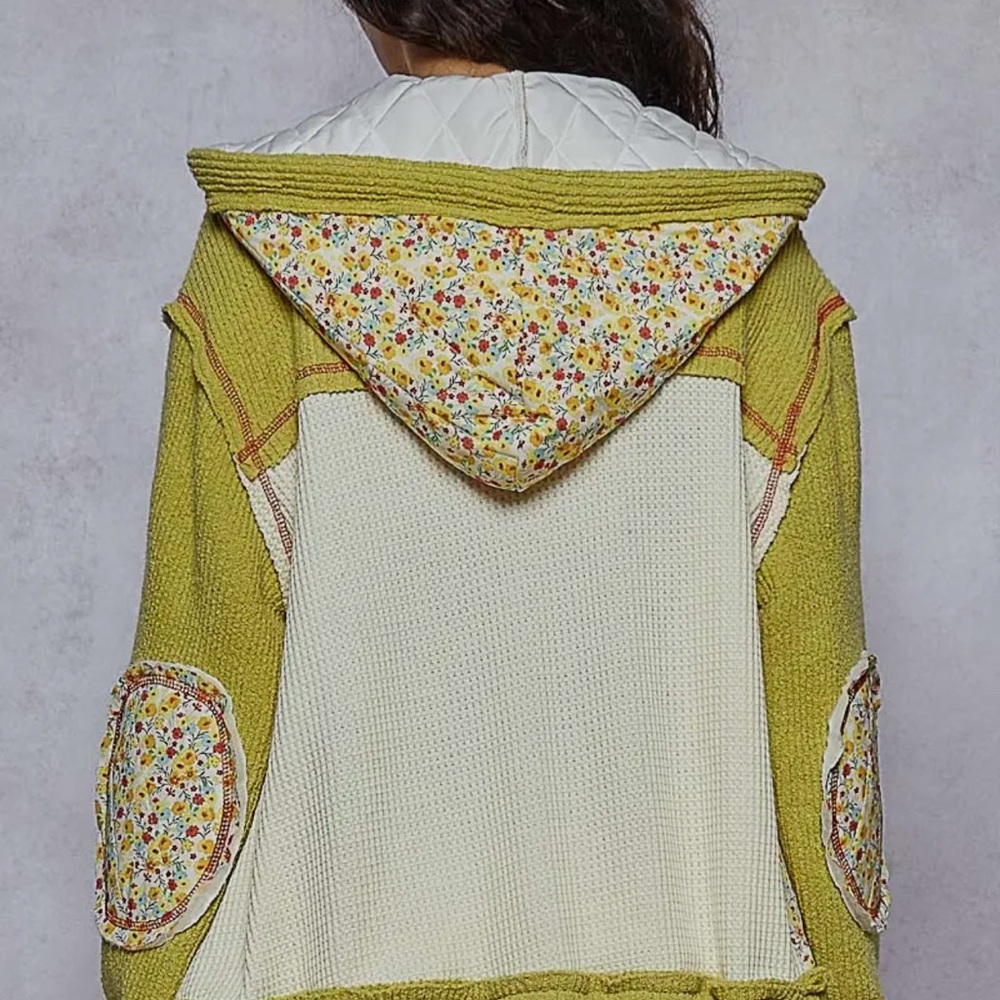 POL Green and Cream Floral Patchwork Track Pants - Picture 5 of 7